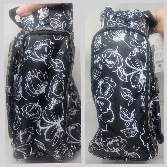 Lug Bustle Convertible Tote Crossbody Adjustable Strap Outline Floral Black NWT - Picture 4 of 9